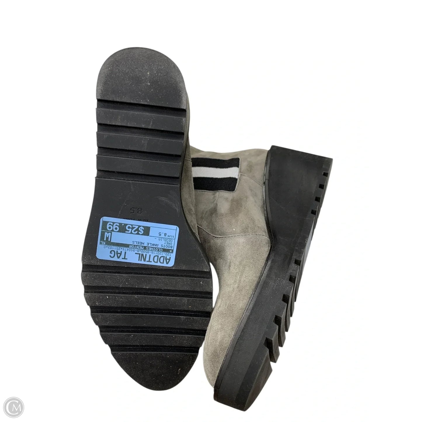 Boots Ankle Heels By Clothes Mentor In Grey, Size: 8.5