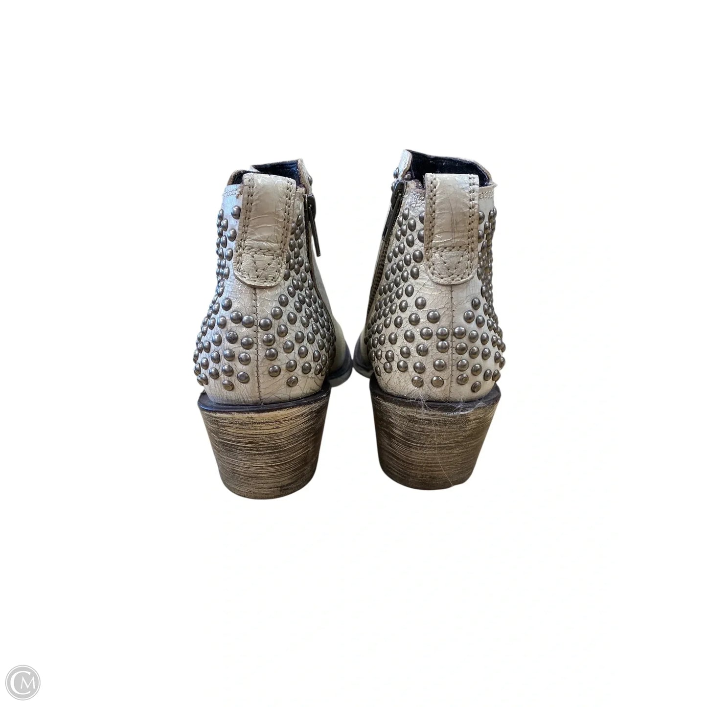 Boots Ankle Heels By Clothes Mentor In Cream, Size: 7.5