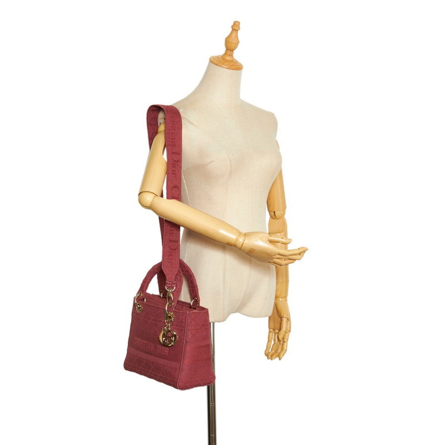 CHRISTIAN DIOR Dior Canage Lady Delight Handbag Shoulder Bag Pink Canvas Ladies