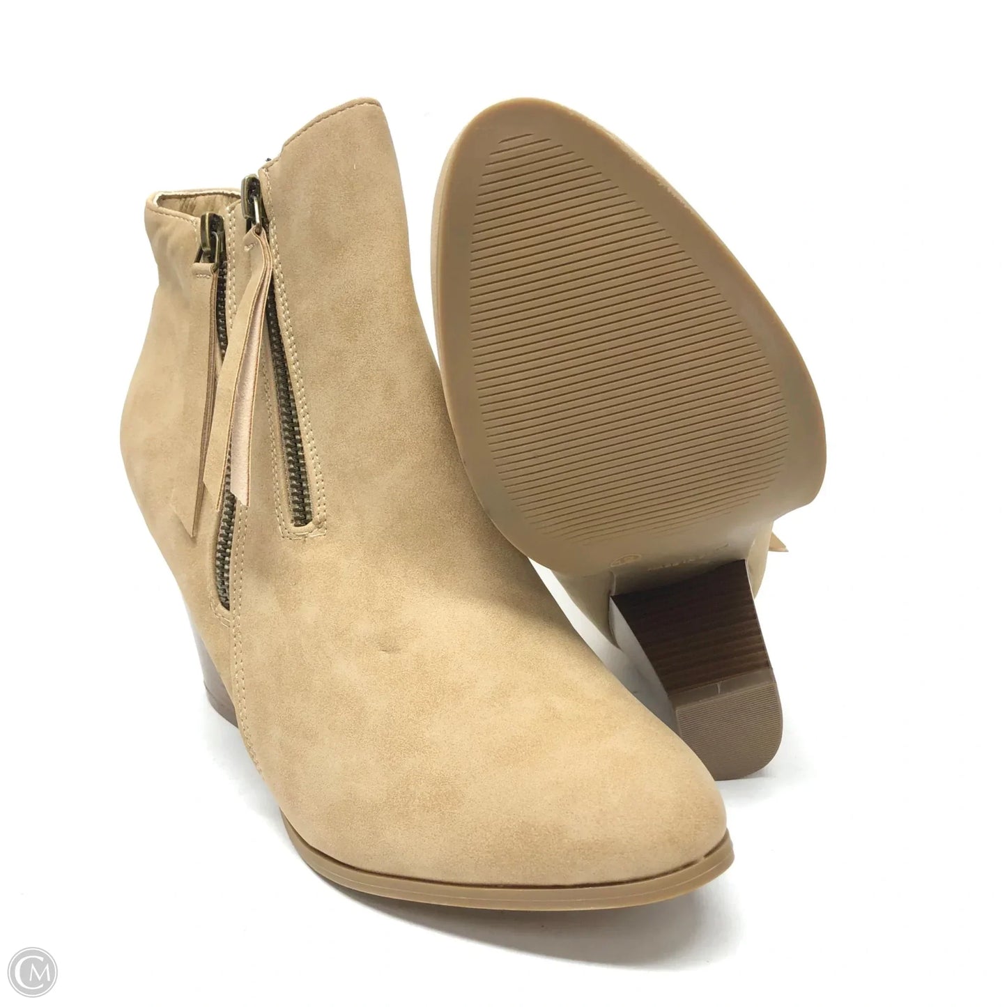 Boots Ankle Heels By Clothes Mentor In Cream, Size: 12