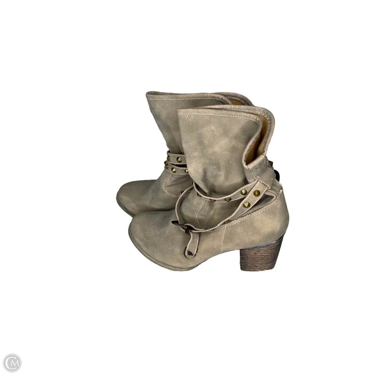 Boots Ankle Heels By Clothes Mentor In Cream, Size: 8.5