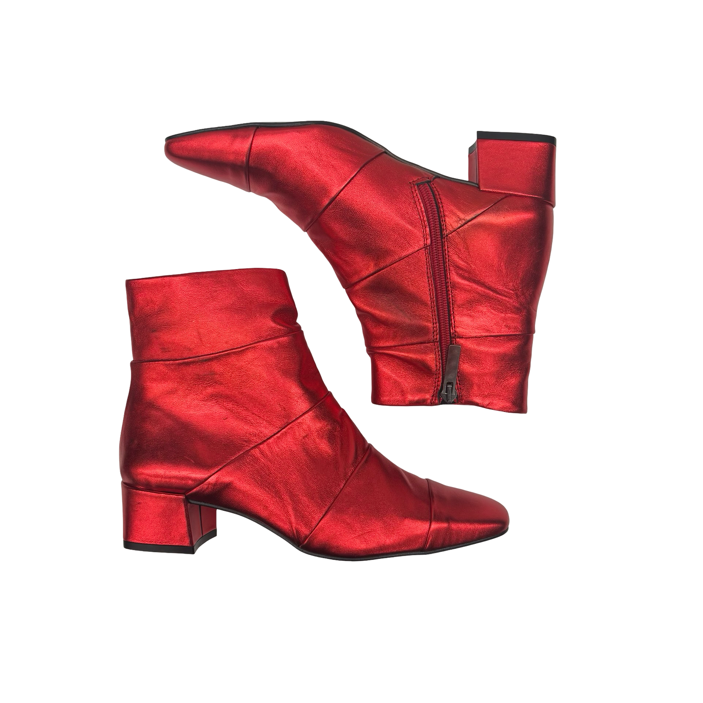 Boots Ankle Heels By Clothes Mentor In Red, Size:5.5