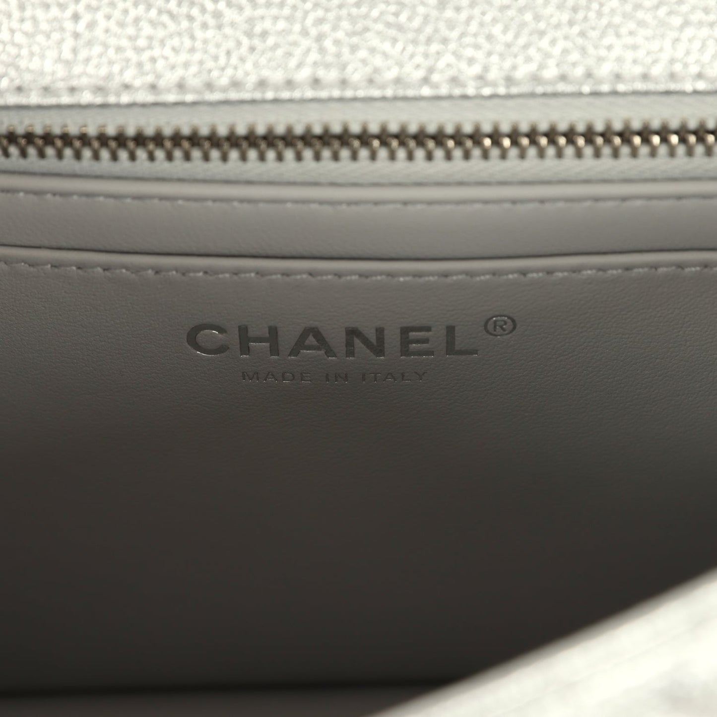 Chanel Small CC Crush Flap Bag Silver Metallic Caviar Silver Hardware