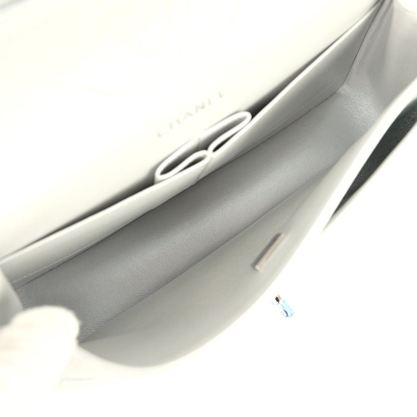 Chanel Medium Classic Double Flap Silver Glitter Caviar Silver Hardware