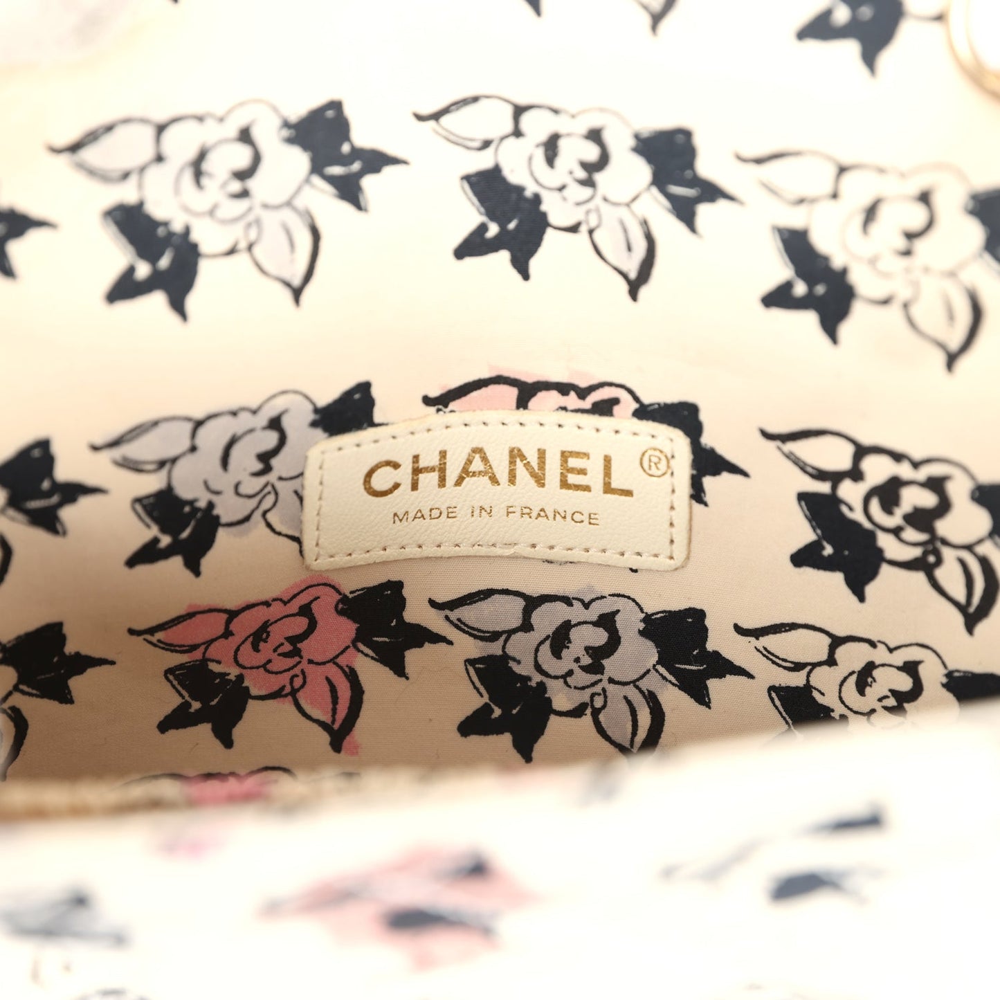 Vintage Chanel Mini Logo Square Flap Bag Light Pink Multi Printed Nylon Light Gold Hardware