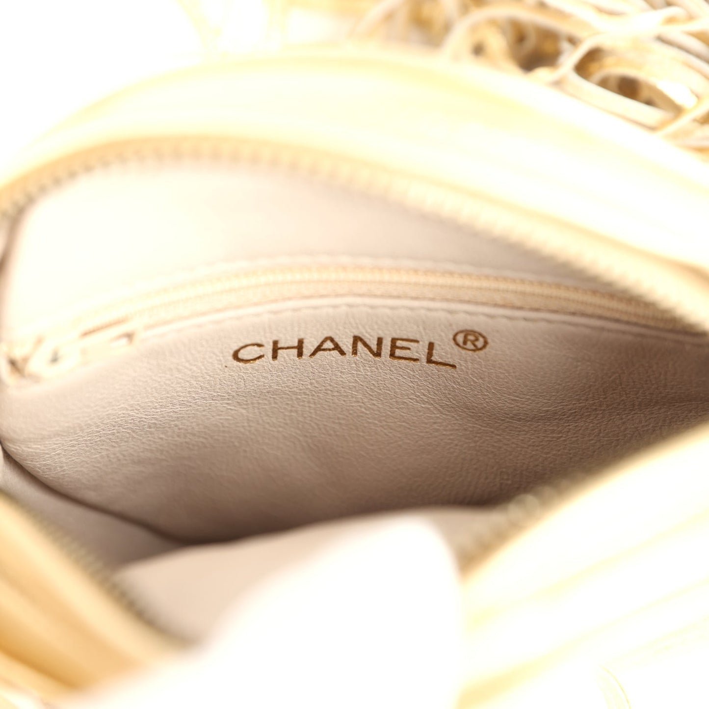 Vintage Chanel Mini CC Round Crossbody Bag Gold Lambskin Gold Hardware