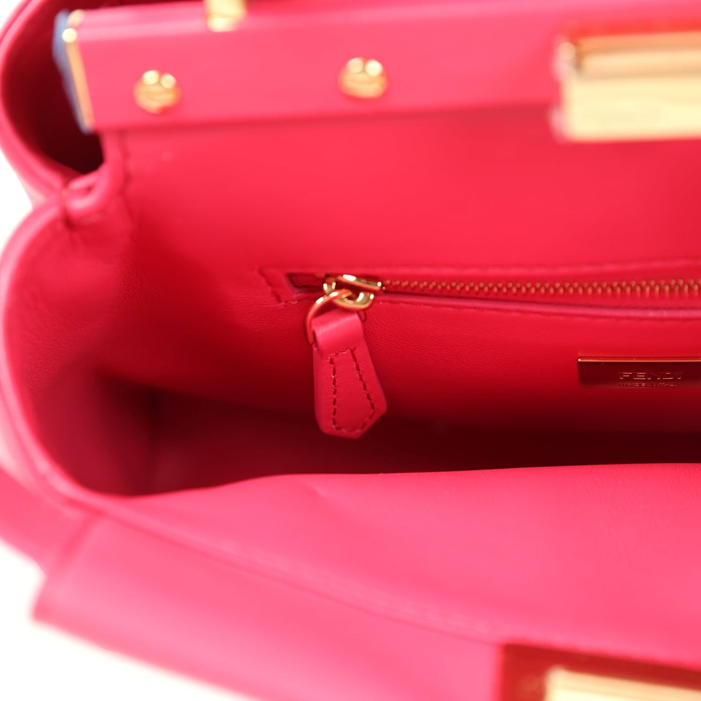 Fendi Mini Peekaboo Handbag Hot Pink Nappa Leather Gold Hardware