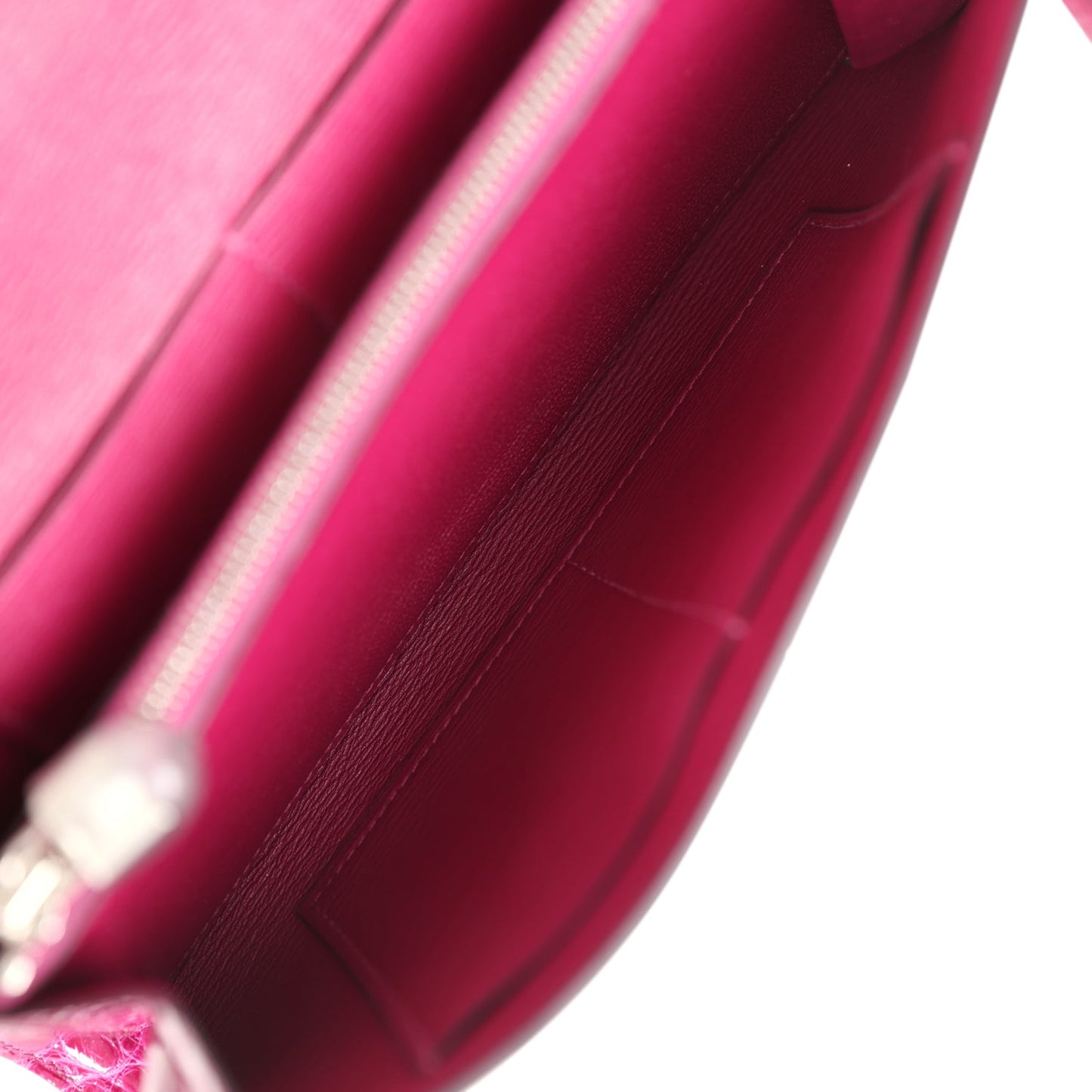 Hermes Kelly Wallet To Go Rose Pourpre Shiny Alligator Palladium Hardware