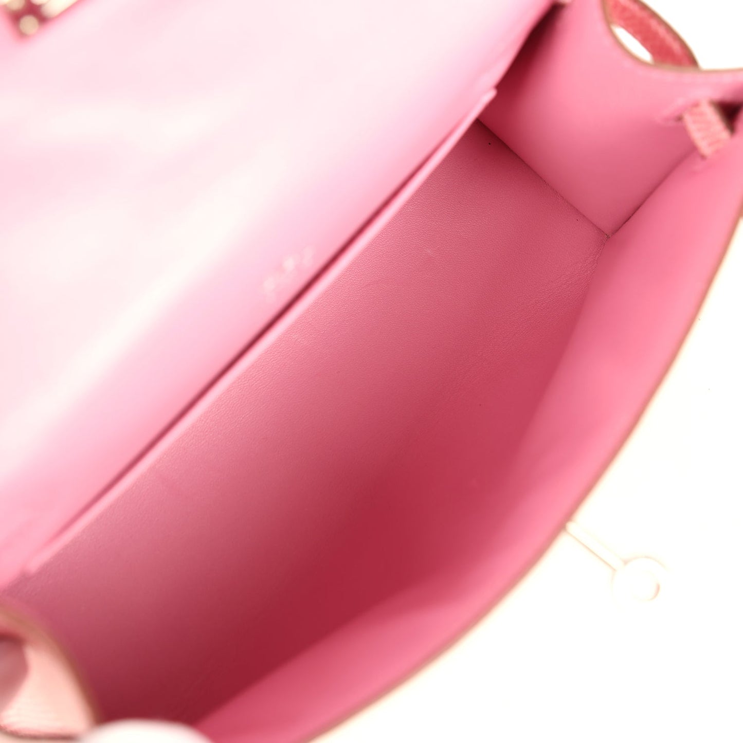 Pre-owned Hermes Kelly Pochette 5P Bubblegum Niloticus Lizard Palladium Hardware