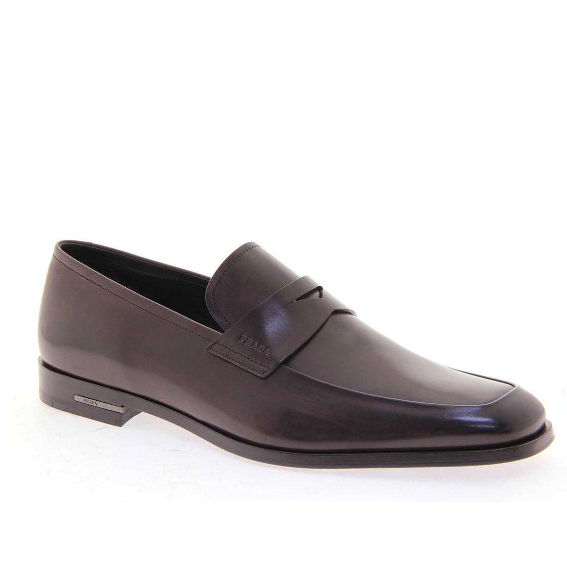 Prada 2DB019-248 Men's Shoes Brown Calf-Skin Leather Penny Loafers (PRM1022)