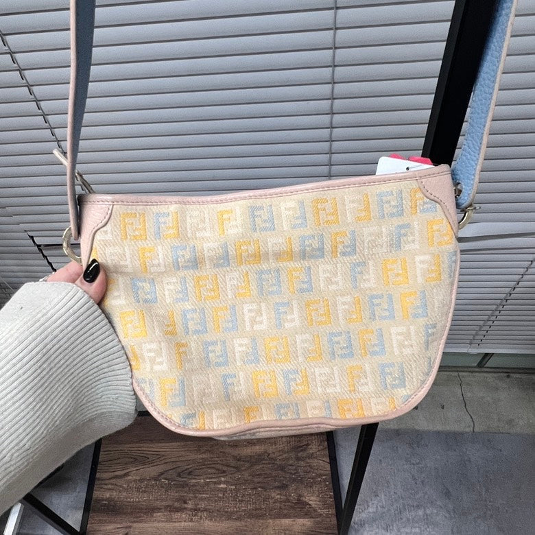 Preloved Fendi Canvas & Leather Crossbody Bag Z2922 Pastel Multicolor