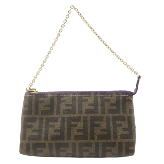 FENDI Zucca PVC Chain Accessory Pouch Khaki Black Purple 8BR592