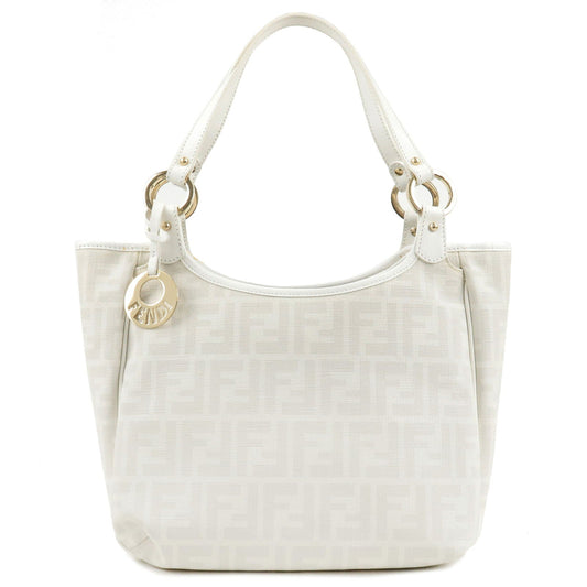 FENDI Zucca PVC Leather Shoulder Bag Hand Bag White 8BH156