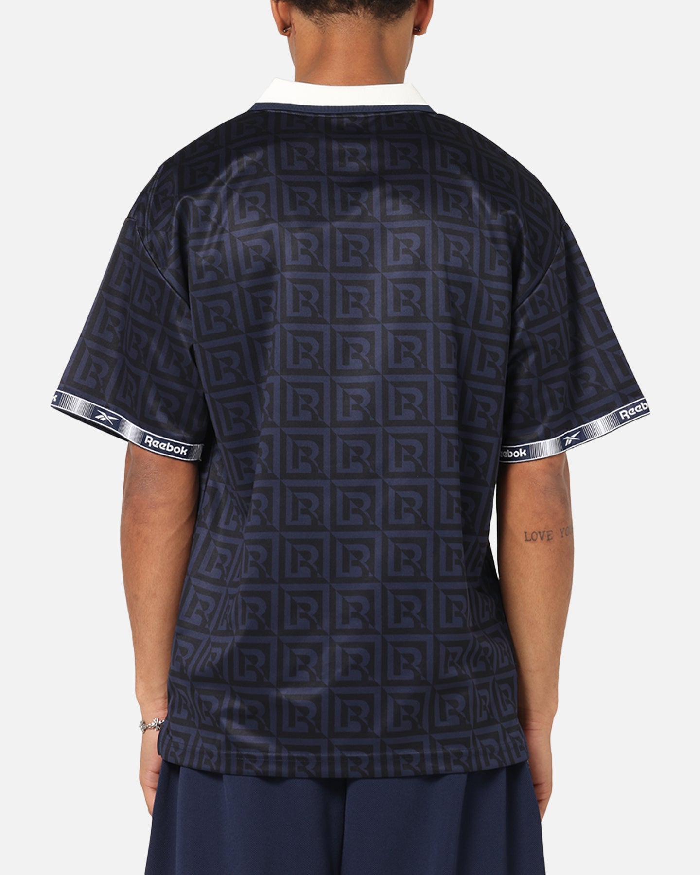 Reebok Monogram Football Polo T-Shirt Navy