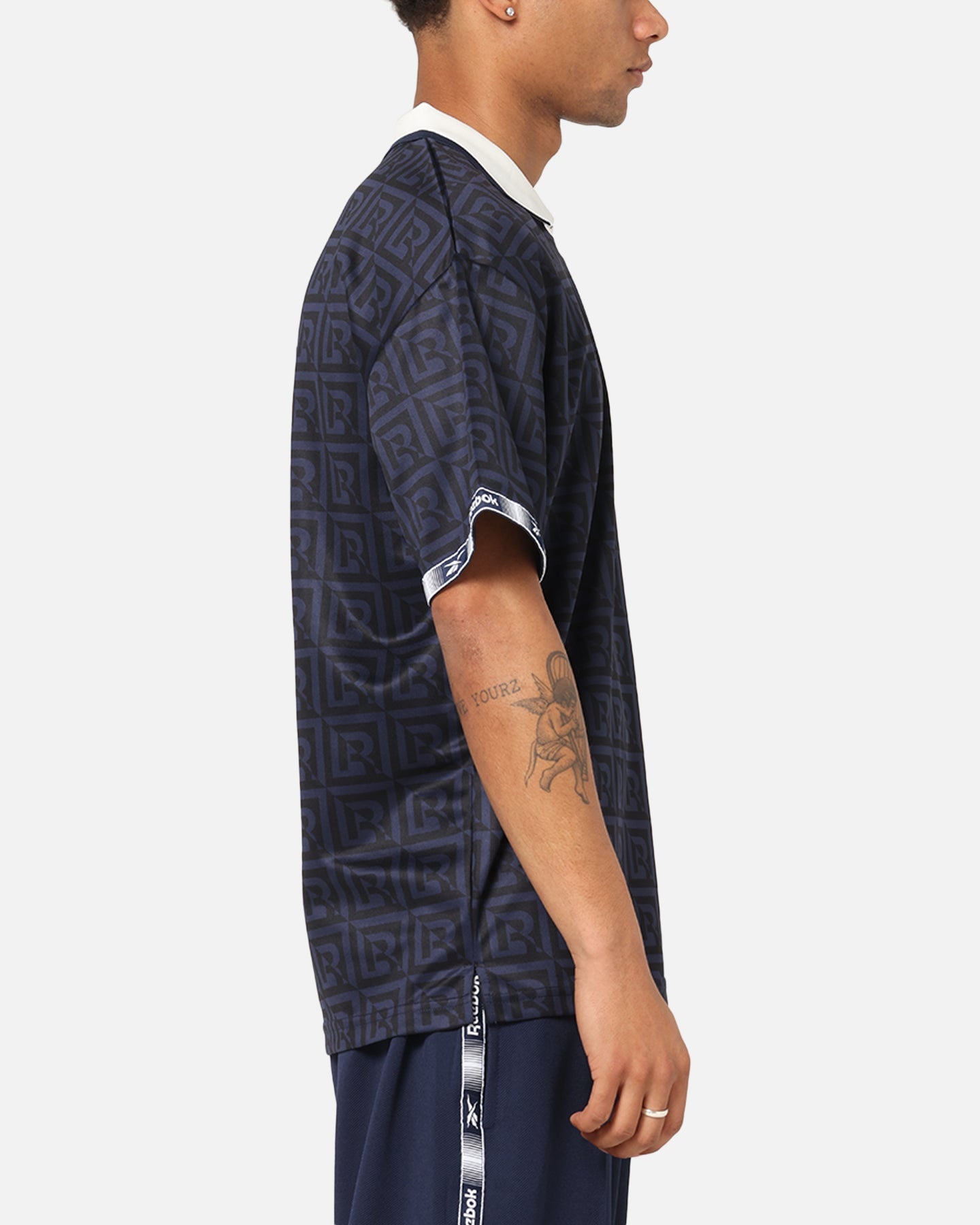 Reebok Monogram Football Polo T-Shirt Navy