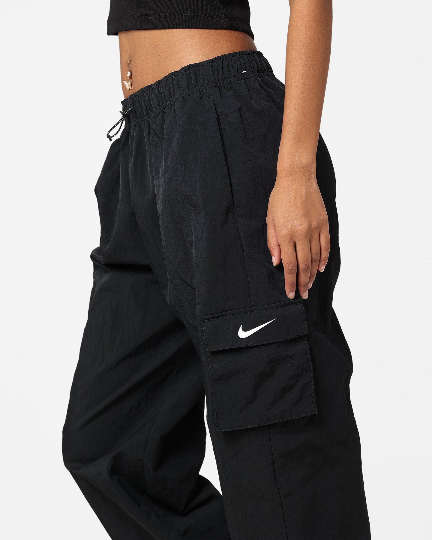 Nike Women's Sportswear Essential High-Rise Woven Cargo Pants Black/White
