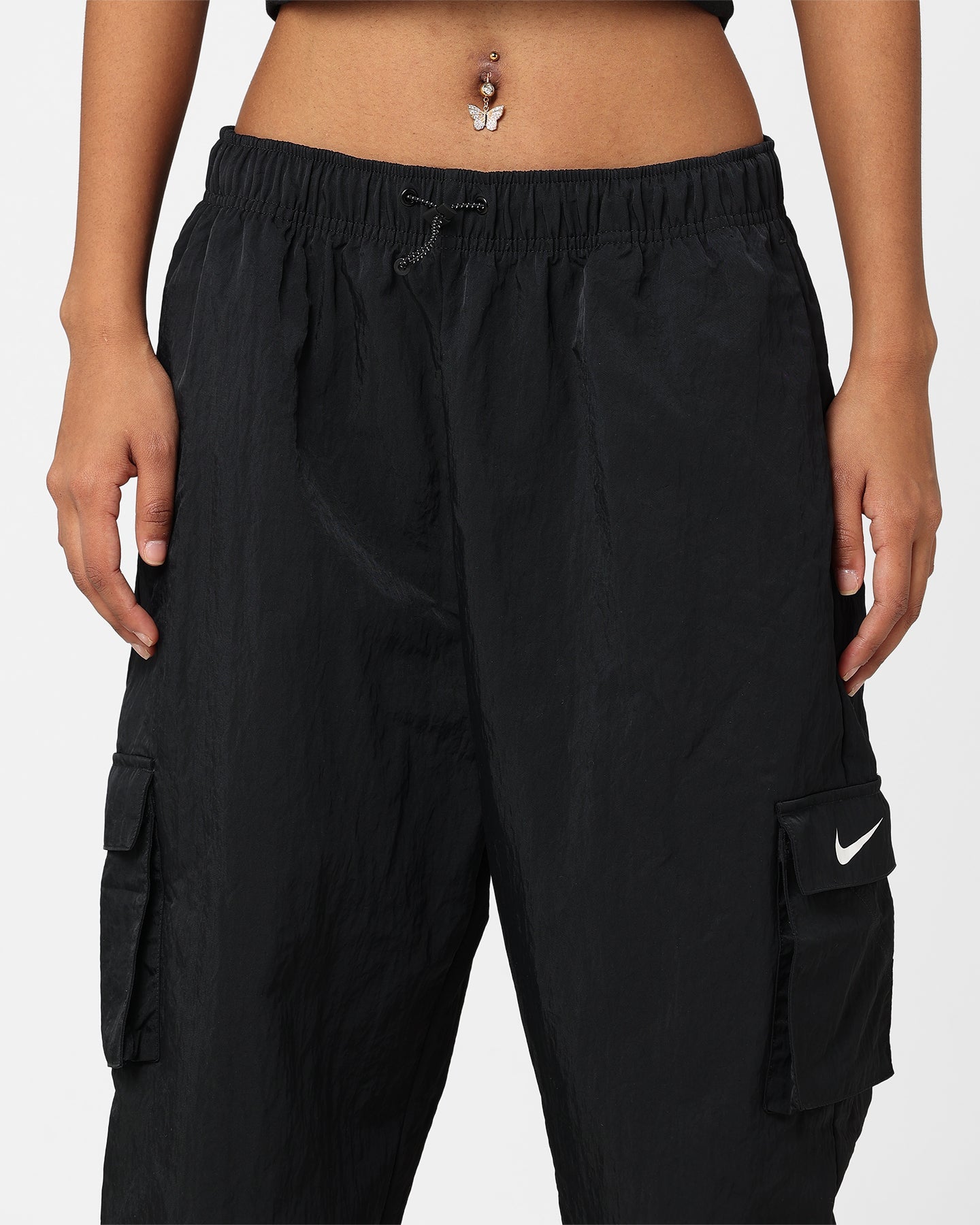 Nike Women's Sportswear Essential High-Rise Woven Cargo Pants Black/White