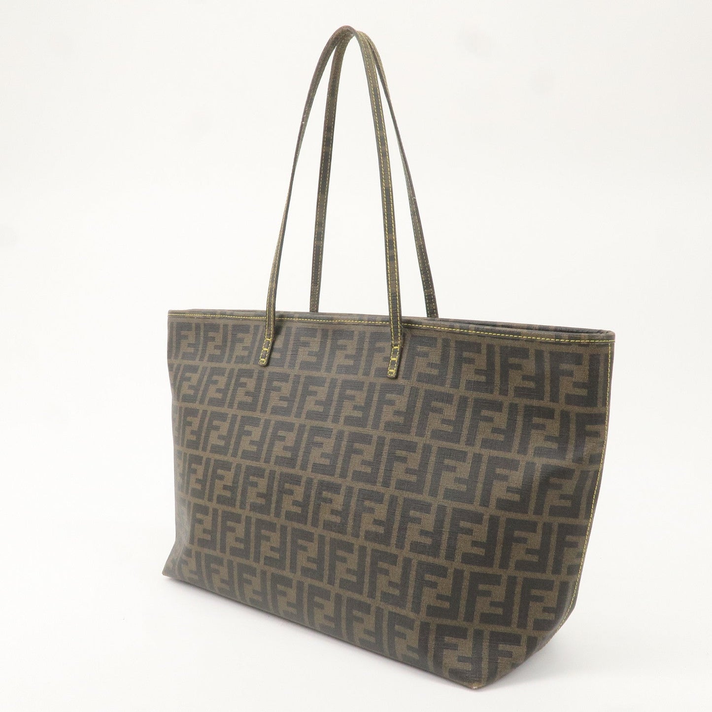 FENDI Zucca PVC Tote Bag Khaki Black Yellow 8BH185