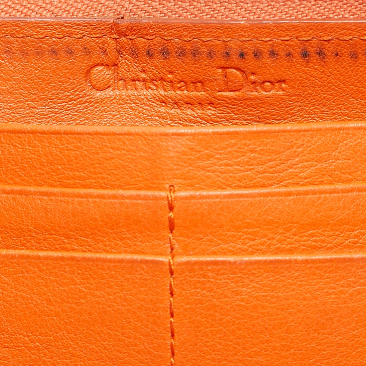Dior Orange Patent Leather Lady Dior Zip Around Wallet