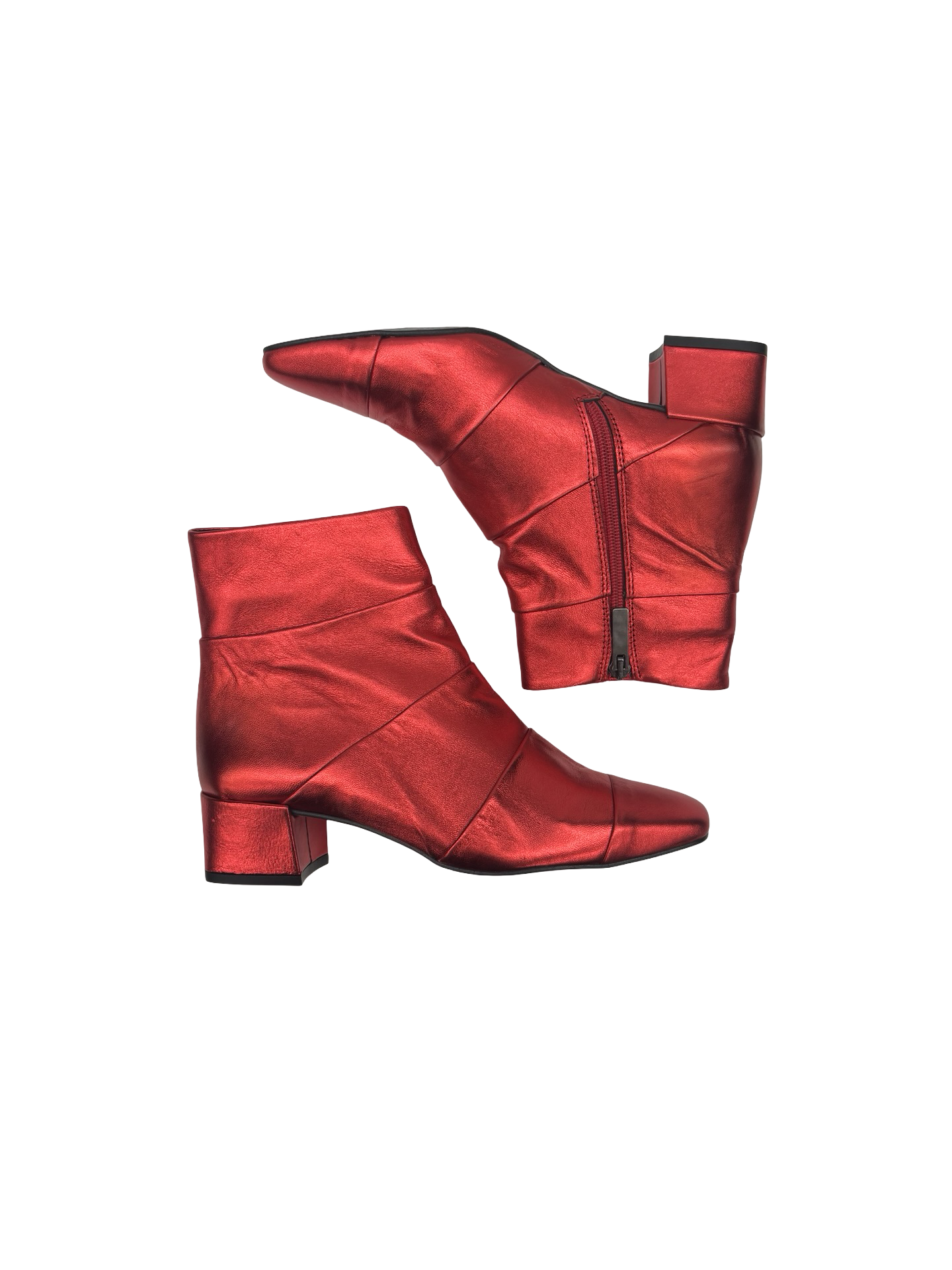 Boots Ankle Heels By Clothes Mentor In Red, Size:6.5