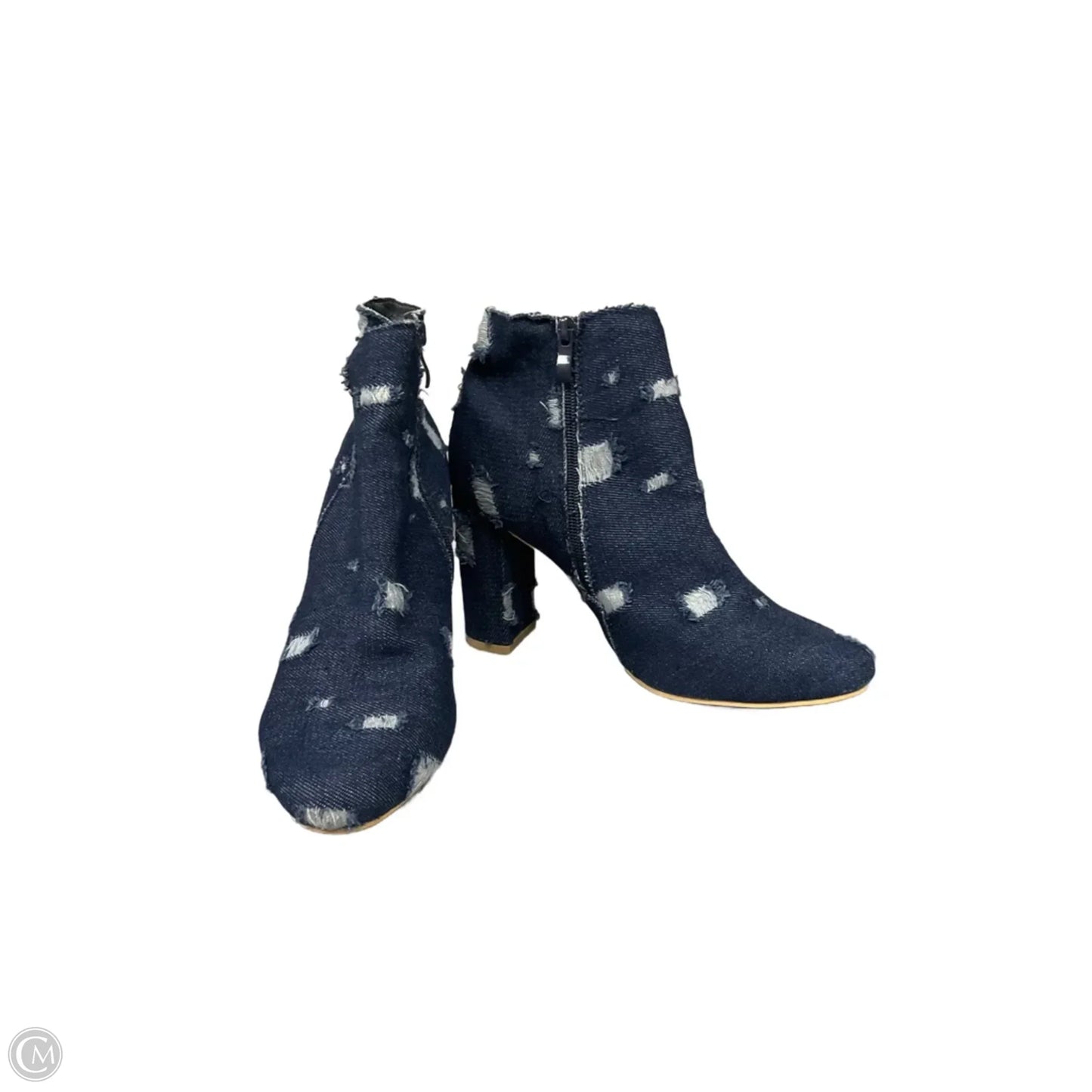 Boots Ankle Heels By Clothes Mentor In Blue Denim, Size: 8.5