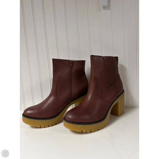 Boots Ankle Heels By Clothes Mentor In Maroon, Size: 11