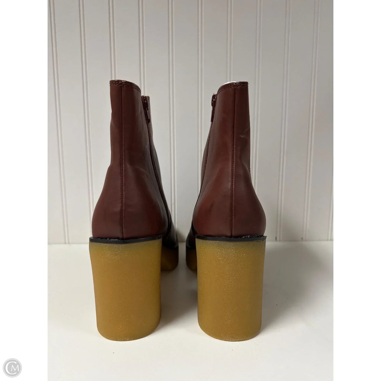 Boots Ankle Heels By Clothes Mentor In Maroon, Size: 11