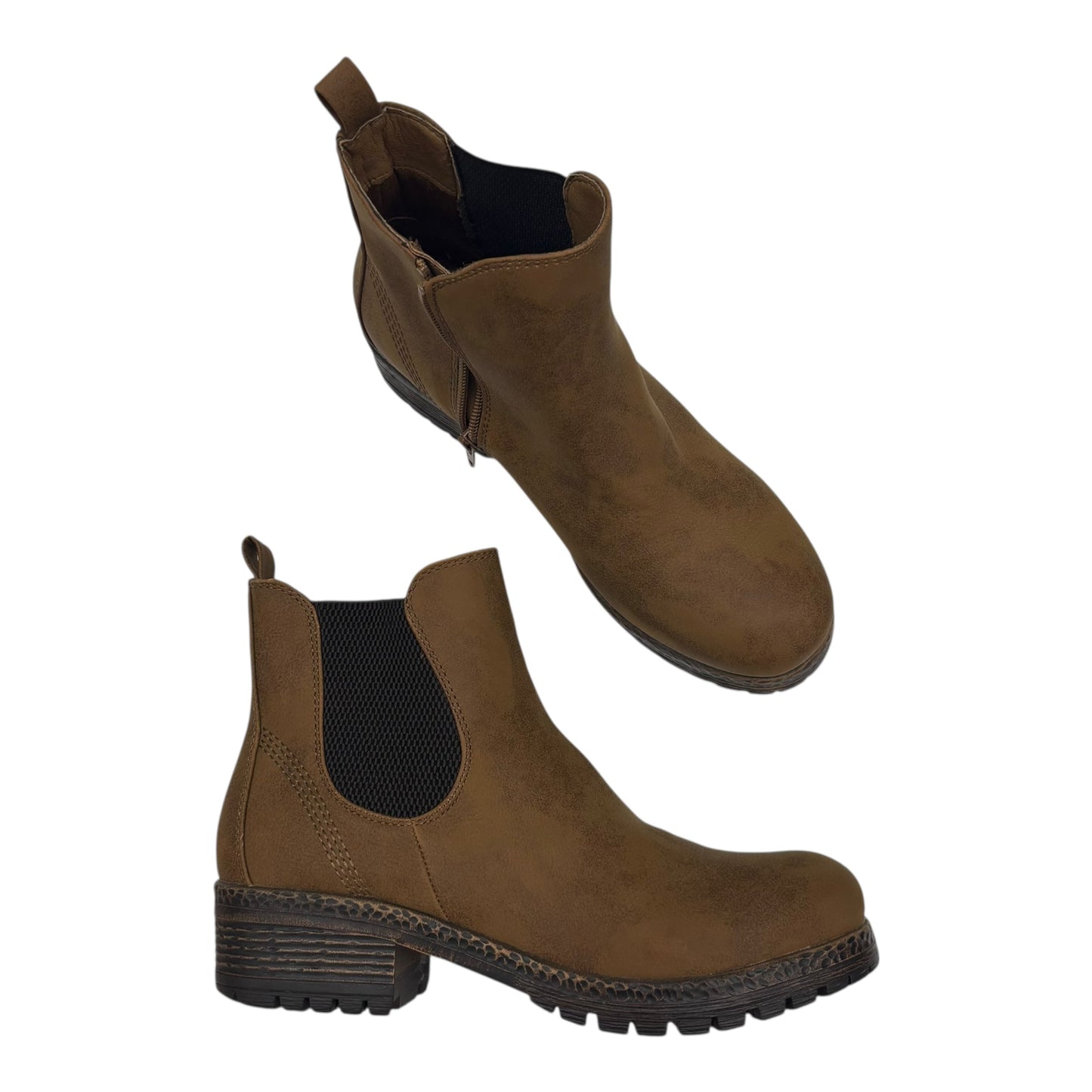 Boots Ankle Heels By Clothes Mentor In Brown, Size:8