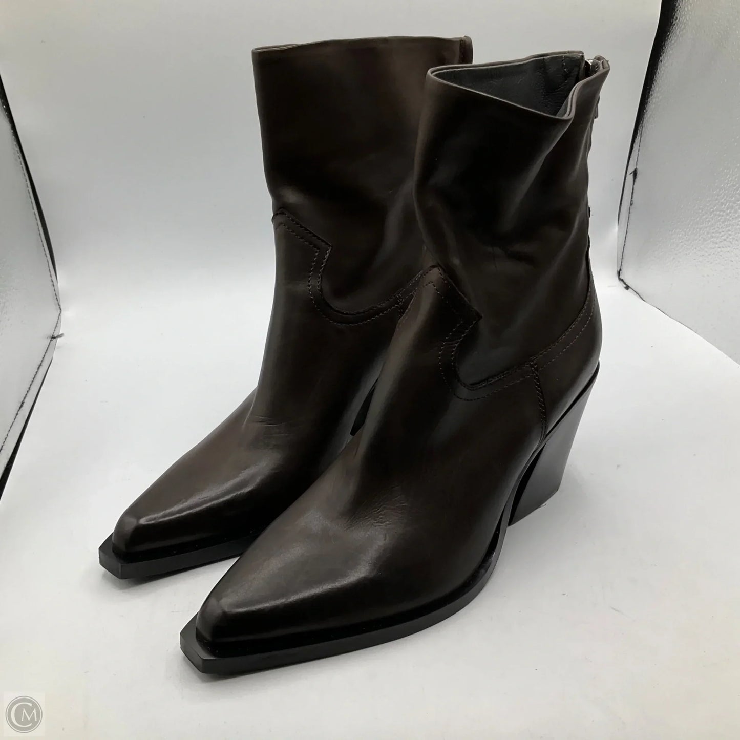 Boots Ankle Heels By Clothes Mentor In Brown, Size: 6.5