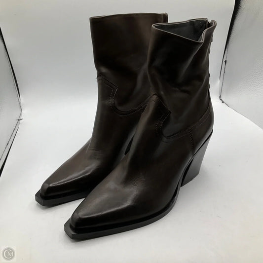 Boots Ankle Heels By Clothes Mentor In Brown, Size: 6.5