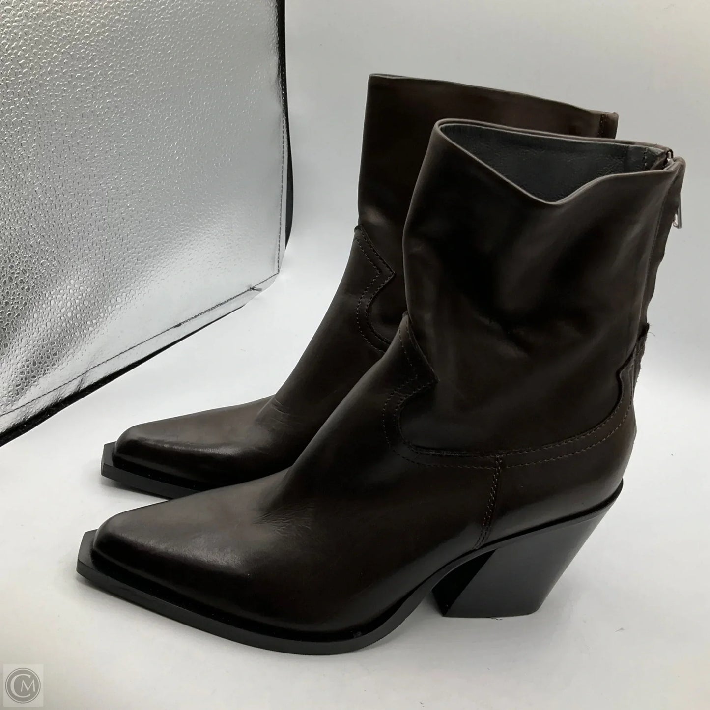 Boots Ankle Heels By Clothes Mentor In Brown, Size: 6.5