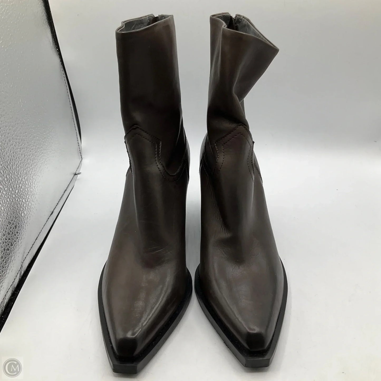 Boots Ankle Heels By Clothes Mentor In Brown, Size: 6.5