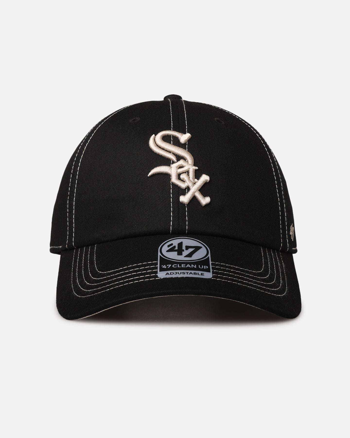 47 Brand Chicago White Sox 'Contrast Stitch' 47 Clean Up Strapback Black/Bone