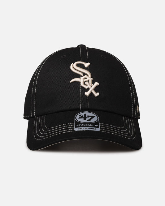 47 Brand Chicago White Sox 'Contrast Stitch' 47 Clean Up Strapback Black/Bone