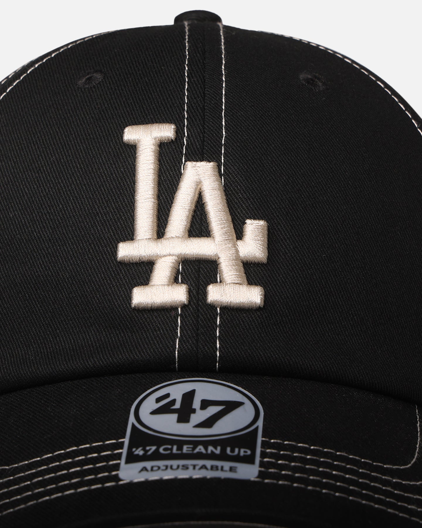 47 Brand Los Angeles Dodgers 'Contrast Stitch' 47 Clean Up Strapback Black/Bone