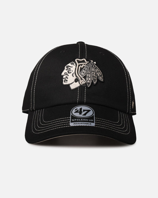 47 Brand Chicago Blackhawks 'Contrast Stitch' 47 Clean Up Strapback Black/Bone