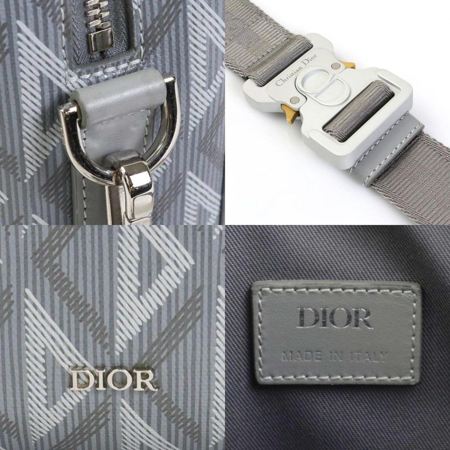 CHRISTIAN DIOR diagonal shoulder bag LINGOT22 Rango 22/CD diamond canvas gray men's