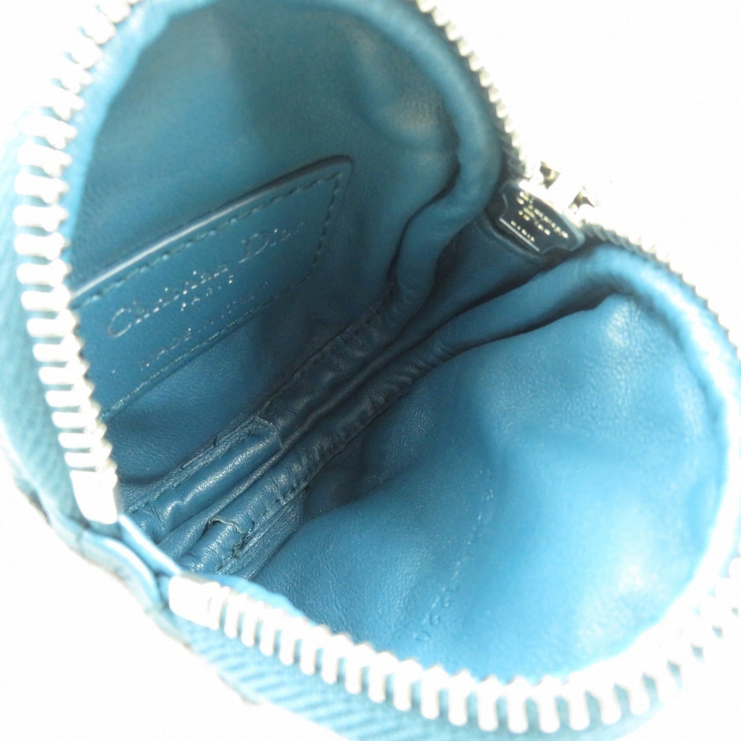 CHRISTIAN DIOR Cannage Leather Blue Coin Case