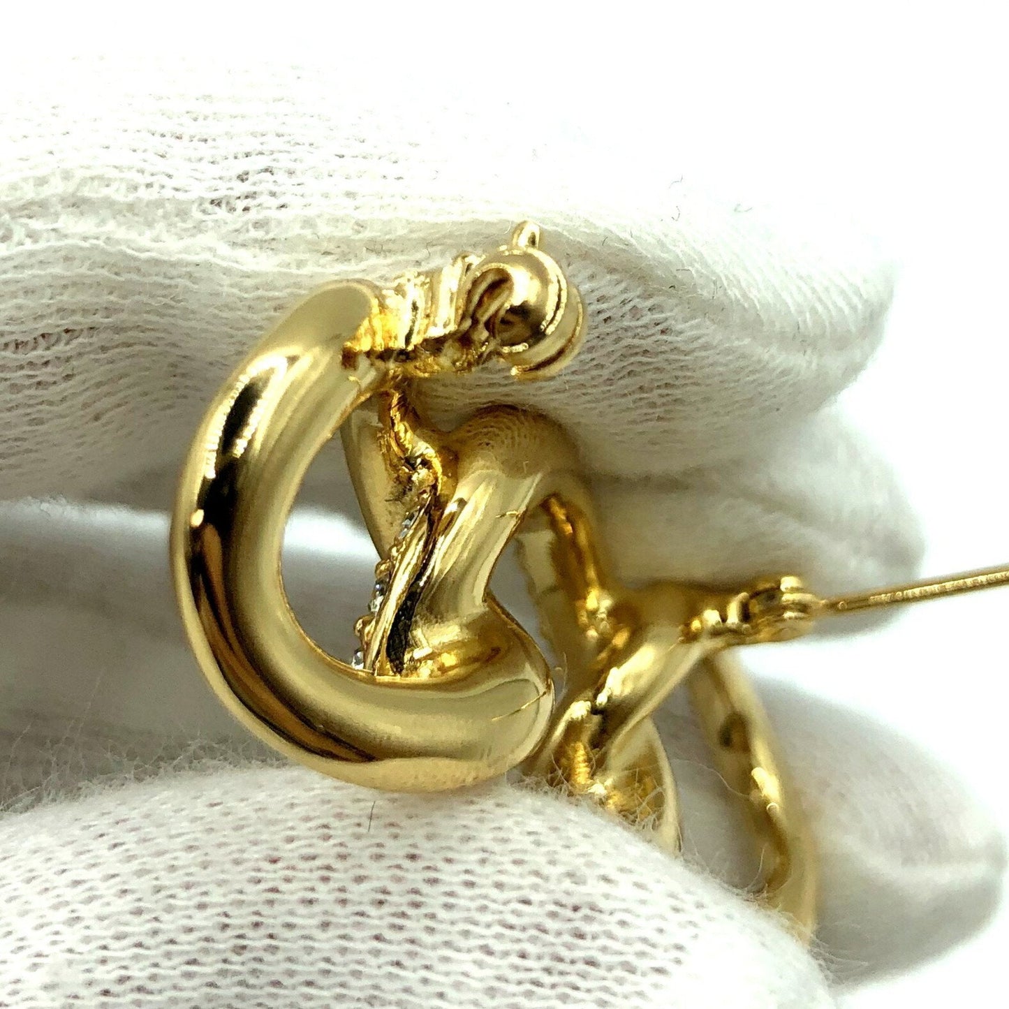CHRISTIAN DIOR Brooch Gold Rhinestone Ladies