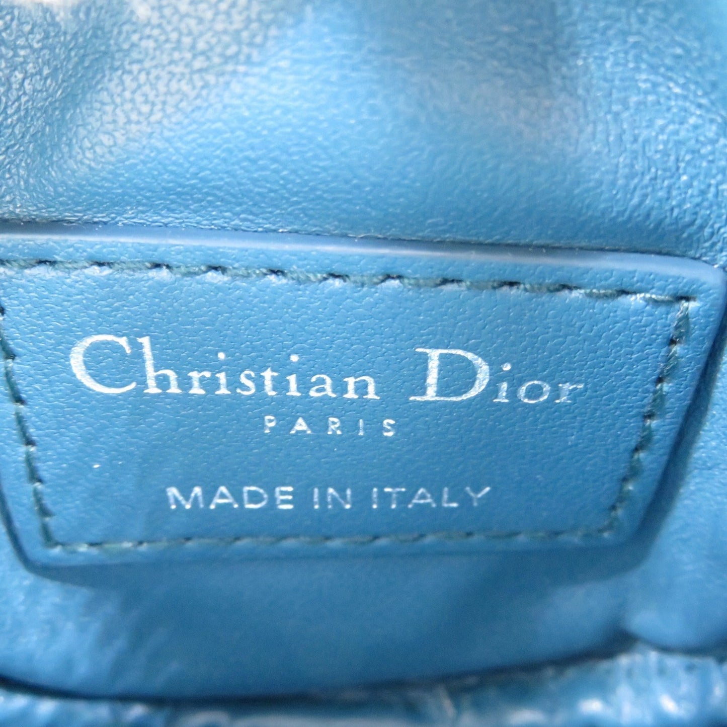 CHRISTIAN DIOR Cannage Leather Blue Coin Case