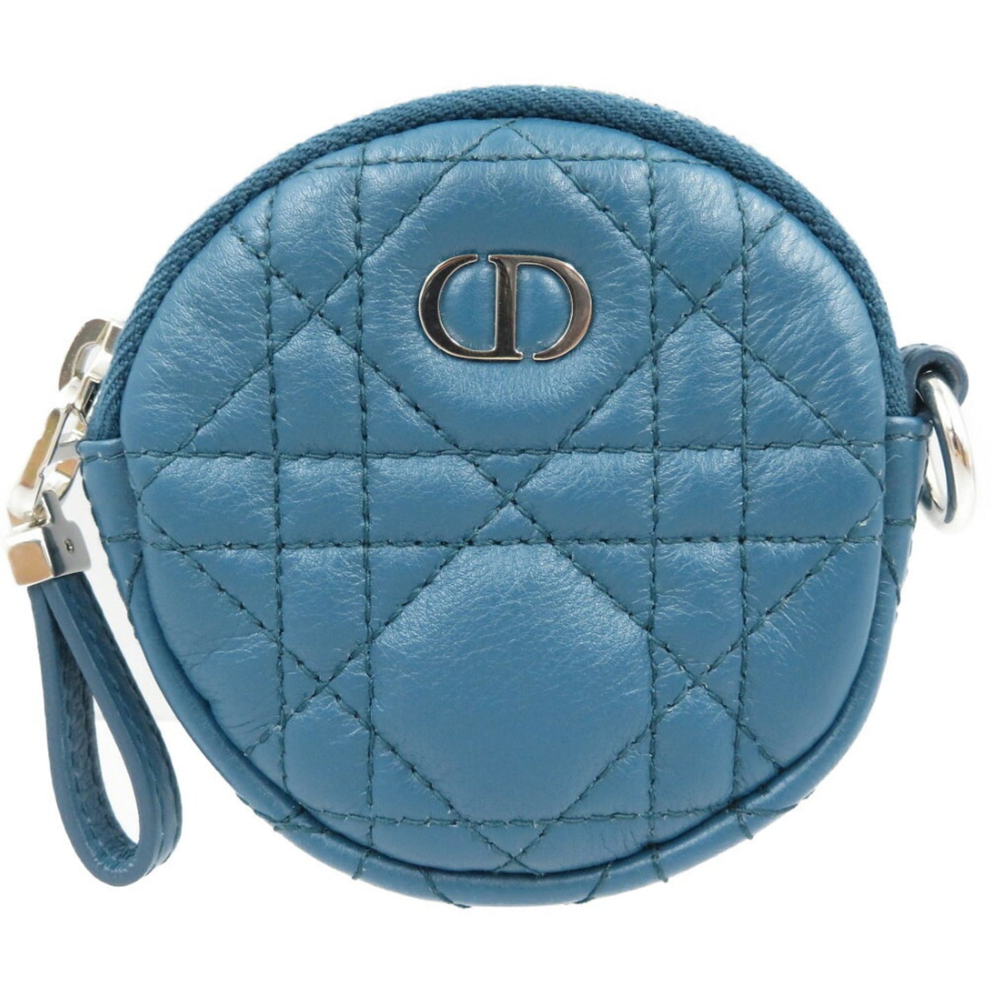 CHRISTIAN DIOR Cannage Leather Blue Coin Case
