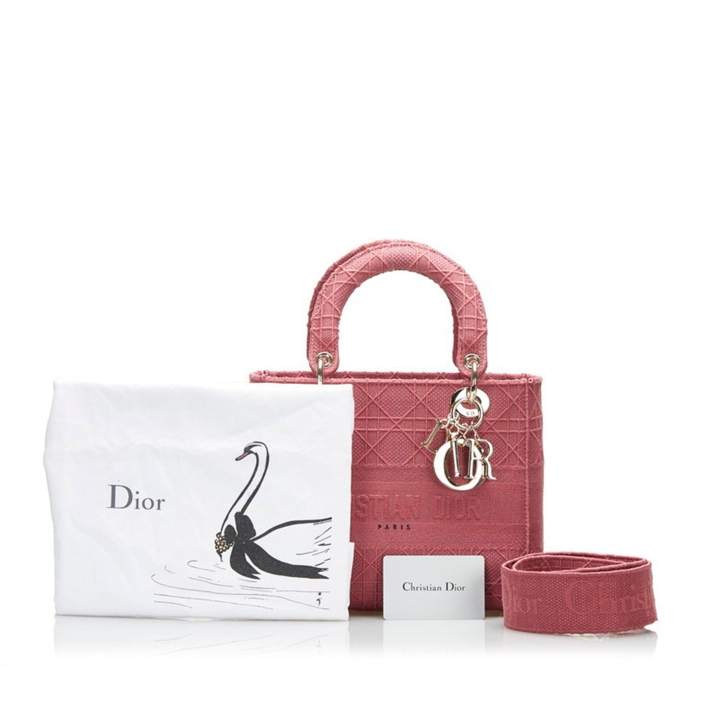 CHRISTIAN DIOR Dior Canage Lady Delight Handbag Shoulder Bag Pink Canvas Ladies