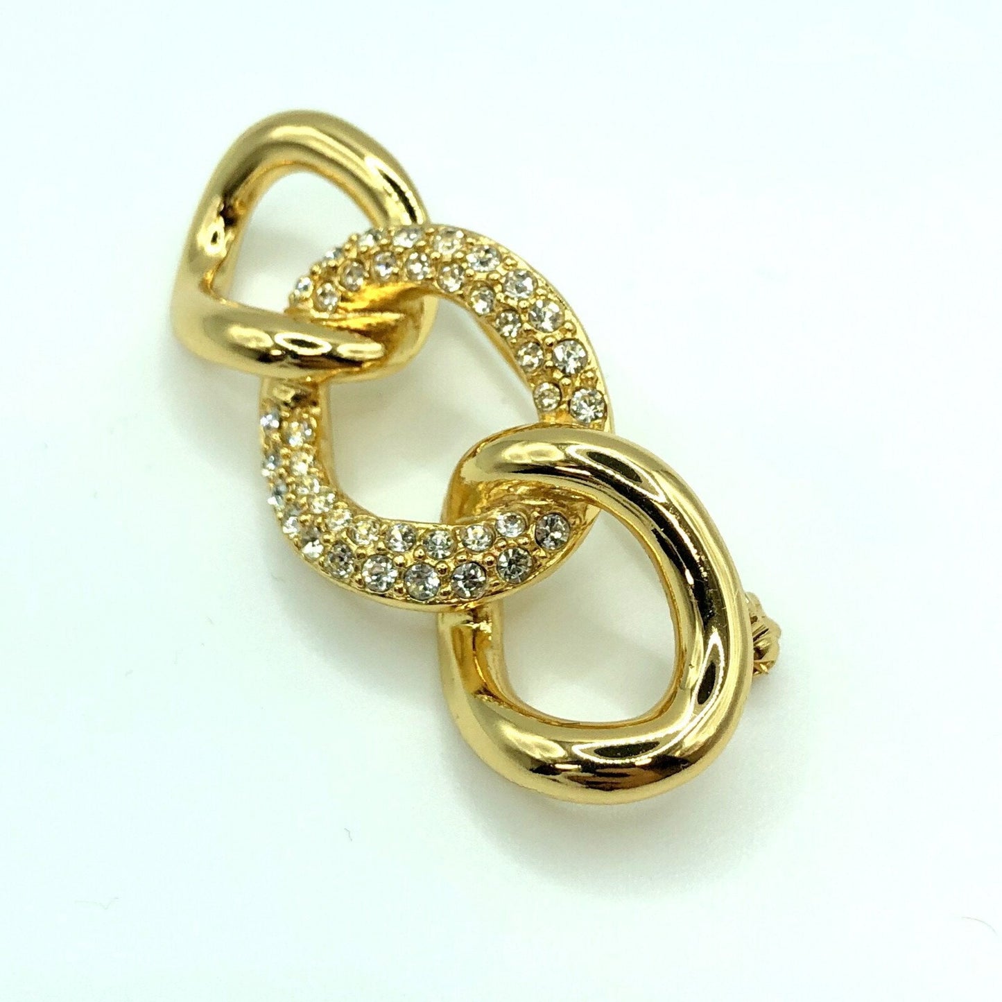 CHRISTIAN DIOR Brooch Gold Rhinestone Ladies