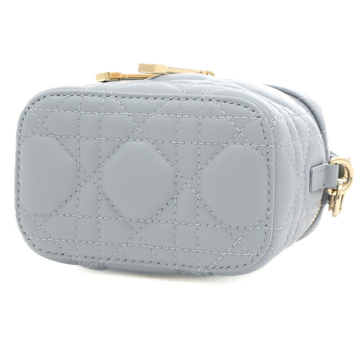 CHRISTIAN DIOR Dior Lady Cannage Micro Vanity Shoulder Bag Leather Blue