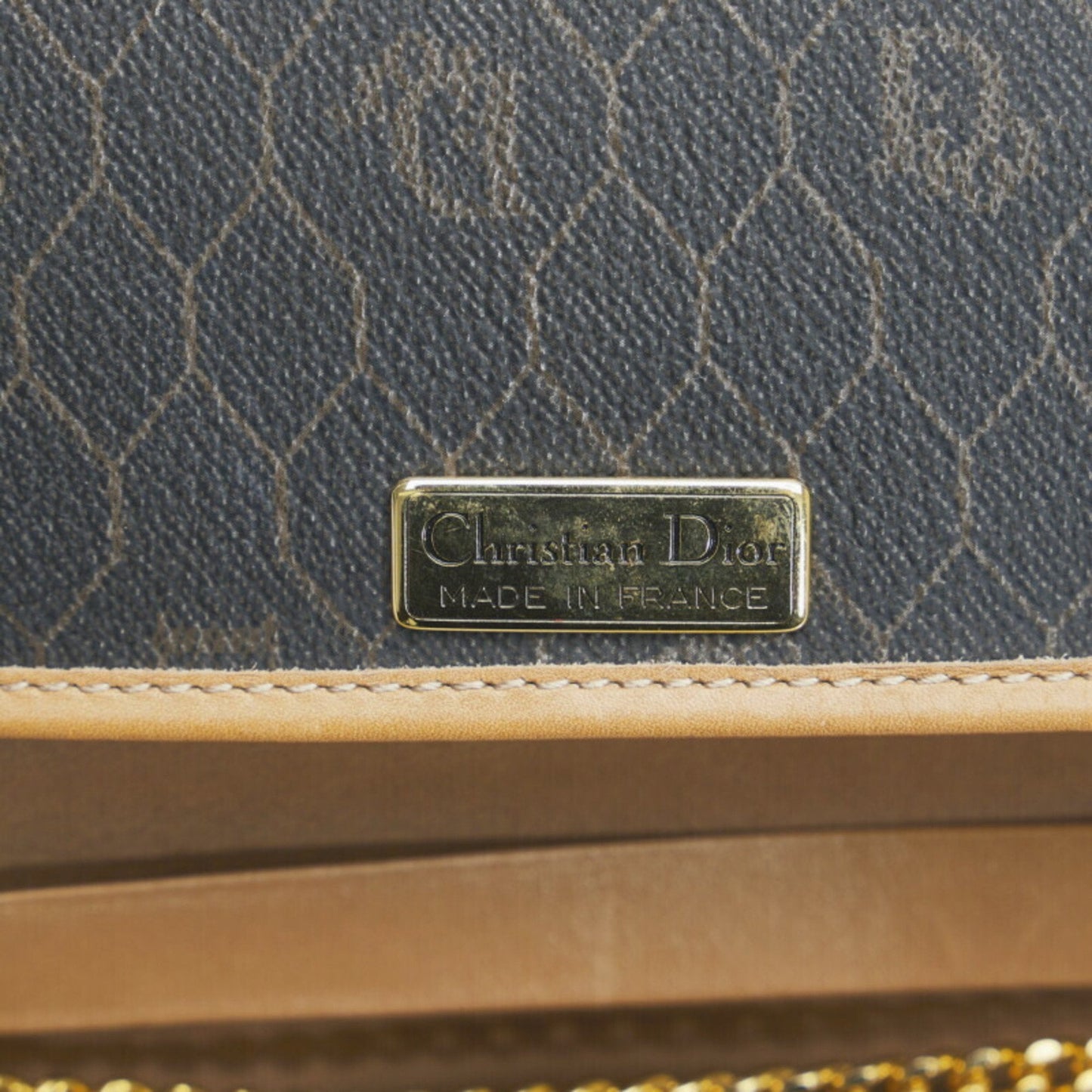 CHRISTIAN DIOR Dior Honeycomb Chain Shoulder Bag Black Brown PVC Leather Ladies