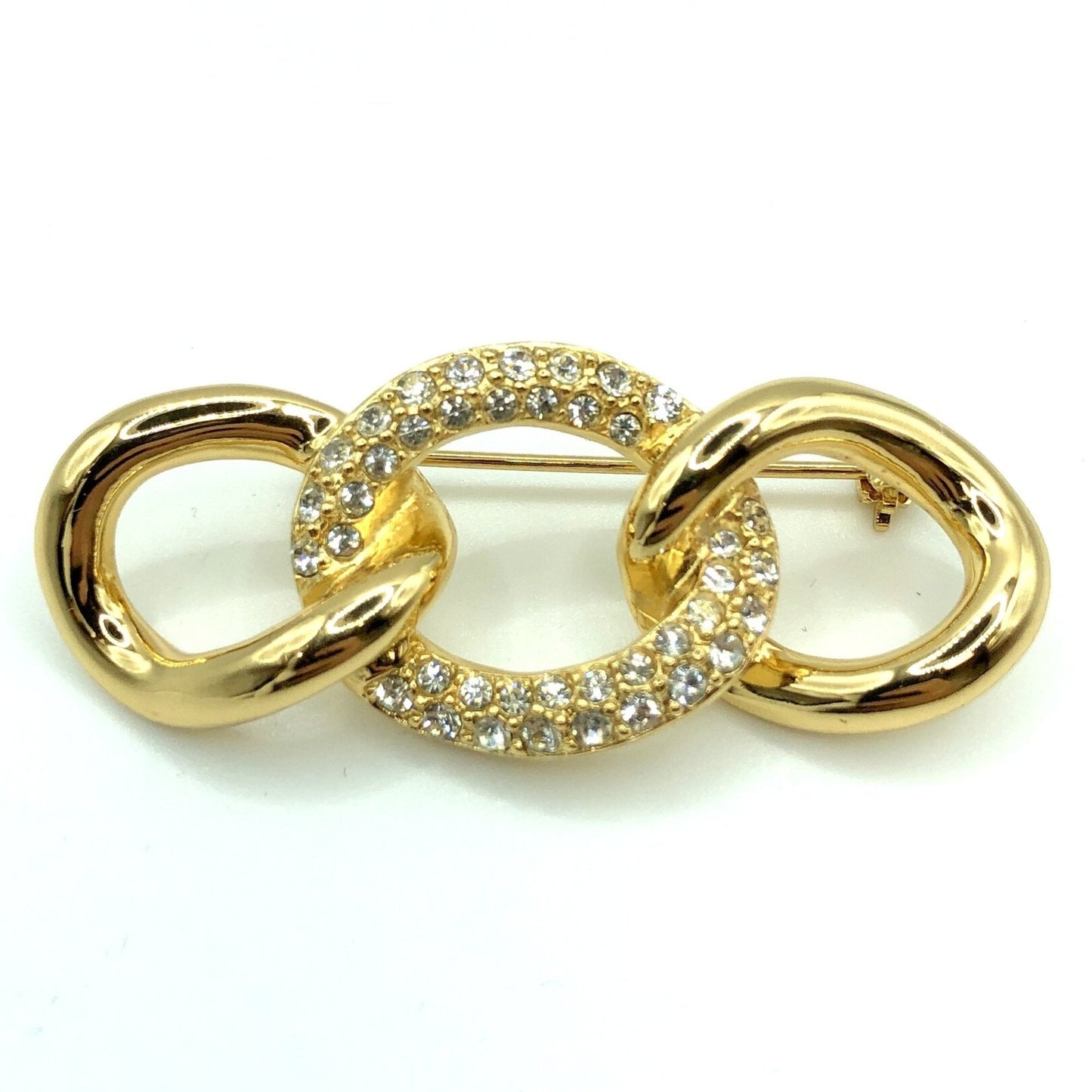 CHRISTIAN DIOR Brooch Gold Rhinestone Ladies