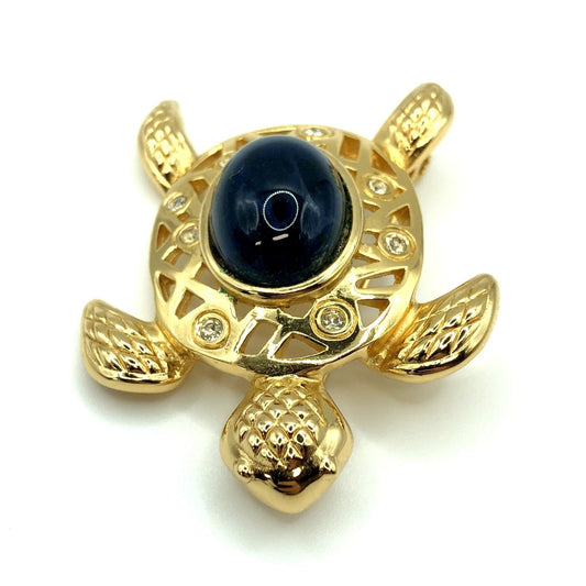 CHRISTIAN DIOR Brooch Turtle Motif Rhinestone Gold Accessories Women's