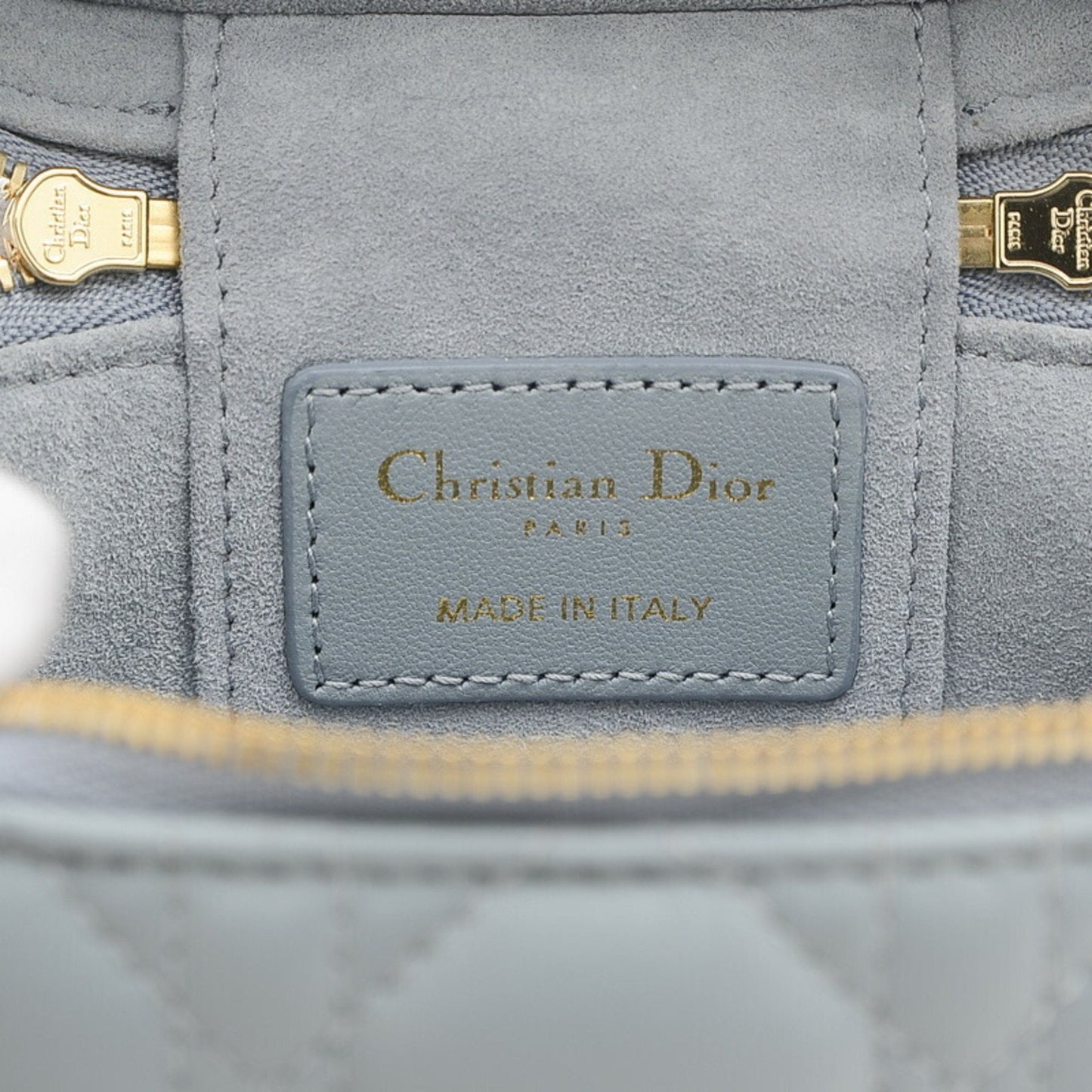 CHRISTIAN DIOR Dior Lady Cannage Micro Vanity Shoulder Bag Leather Blue