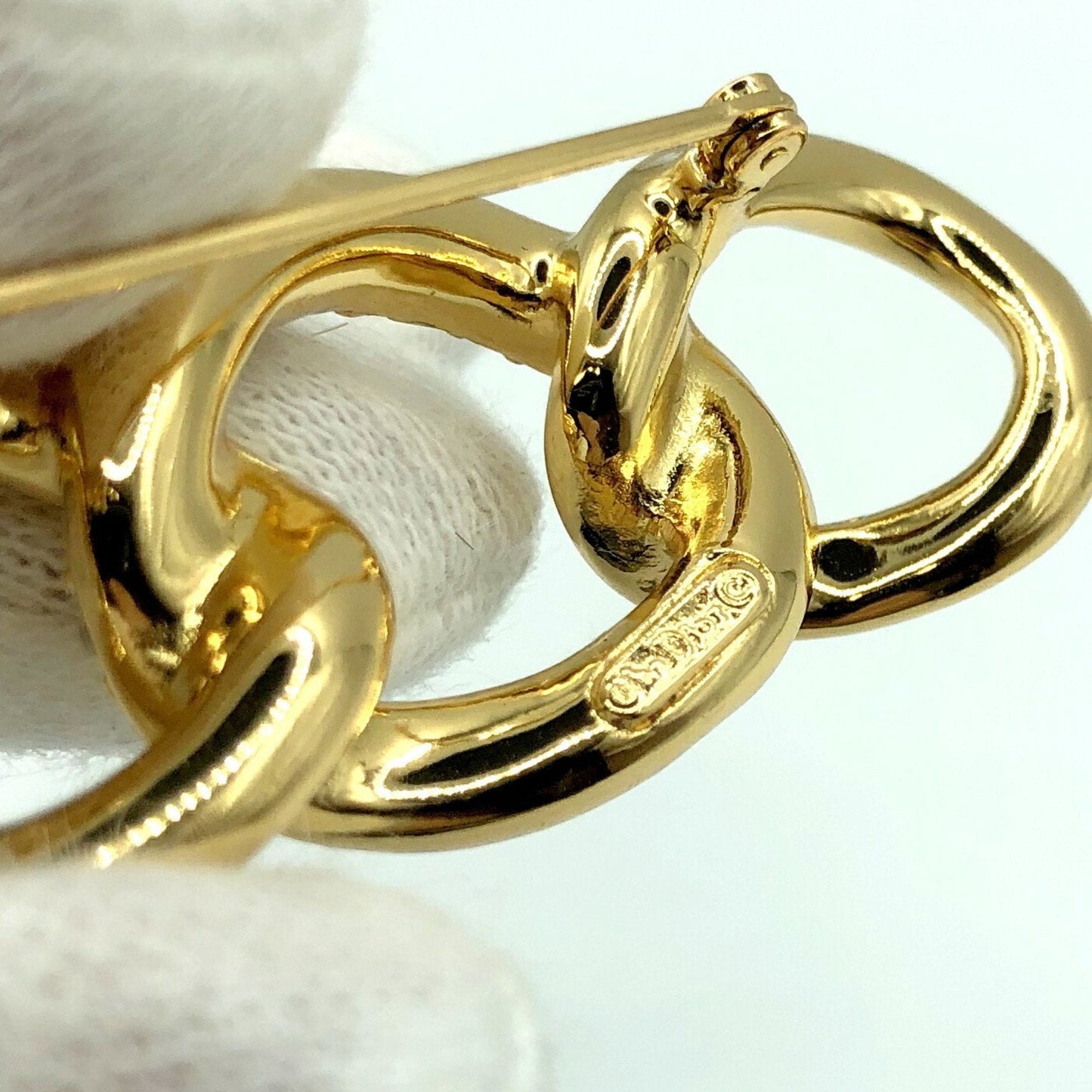 CHRISTIAN DIOR Brooch Gold Rhinestone Ladies