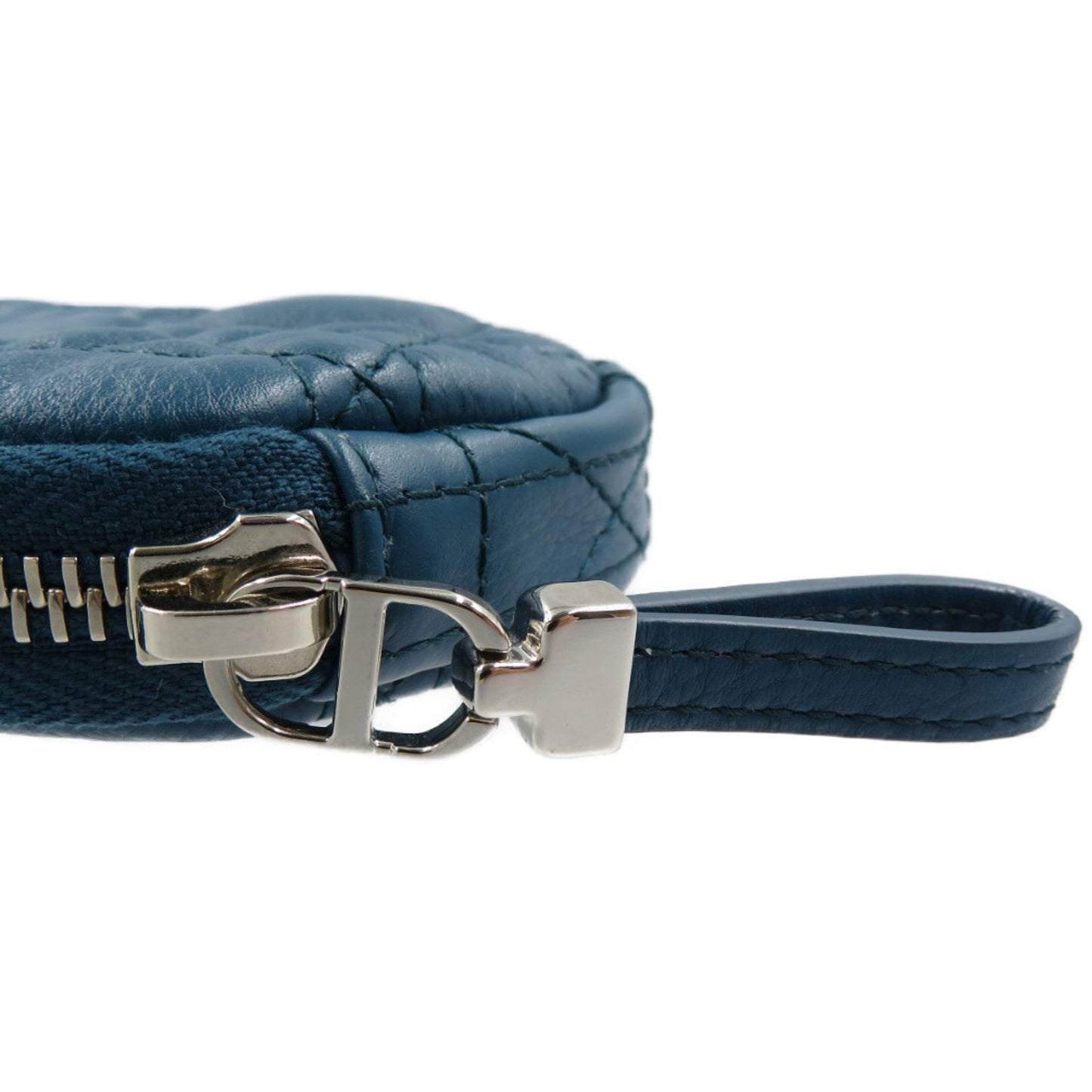 CHRISTIAN DIOR Cannage Leather Blue Coin Case